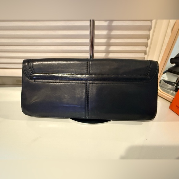 Coach Kristin Black Leather Clutch Purse with a silver-tone push-lock closure - Picture 2 of 7